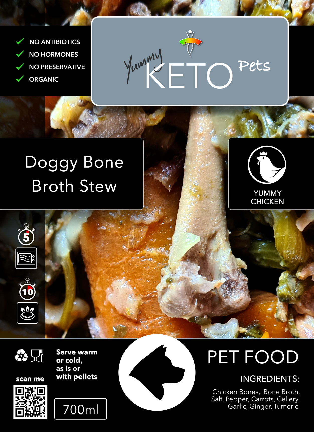 Doggy Chicken Bone Broth Stew